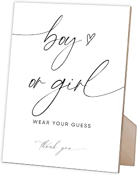 Boy or Girl Gender Reveal, Baby Shower Sign, 8x11 inches, Wooden, Modern, Multicolor, Tabletop, 1 Count