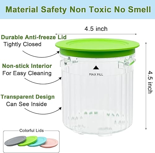 Miniatura 3 de Kaluly Recipientes y tapas de pinta para Ninja CREAMi Breeze NC100, NC200, NC201, CN205A Series Ice Cream Maker, 16oz Creamy Pints Cups, sin BPA