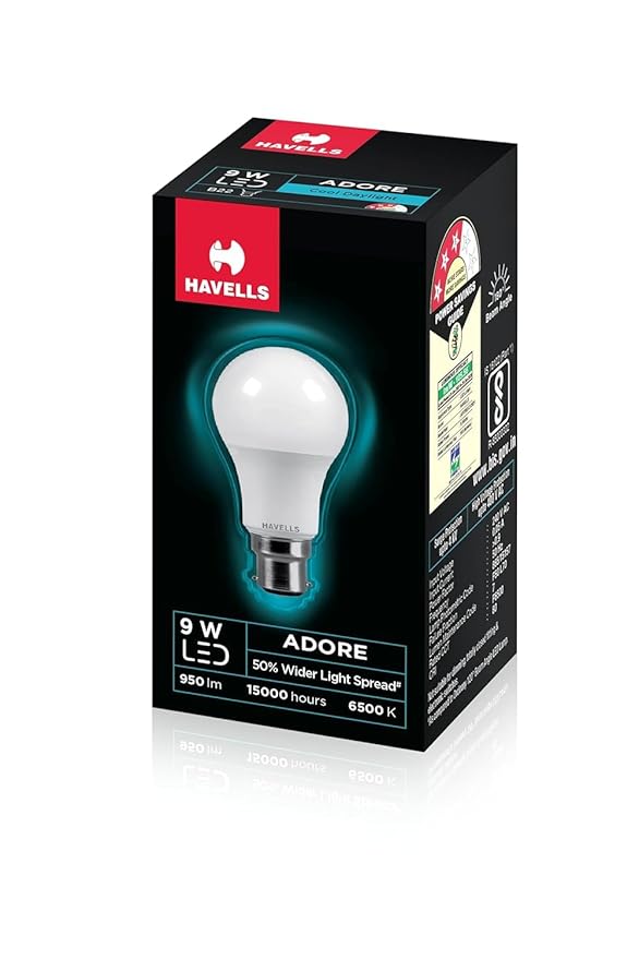 Havells 9W B22D LED Bulb|Energy Efficient|Longer Battery Life|Ultra Lighting|Upto 4KV Surge Protection|Made in India|Pack of 1