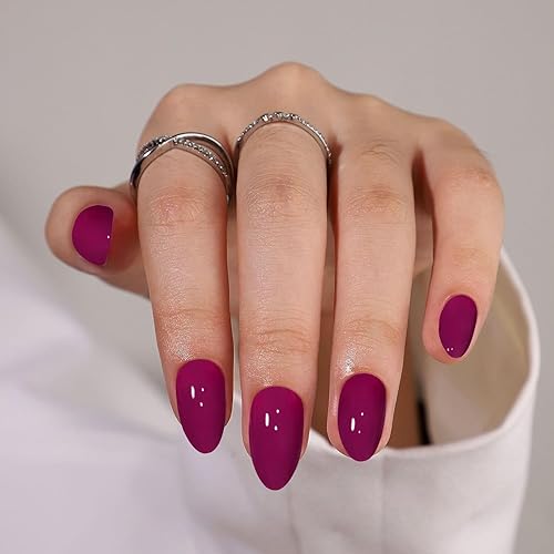 Short Press on Nails Almond Fake Nails Solid Color Nails