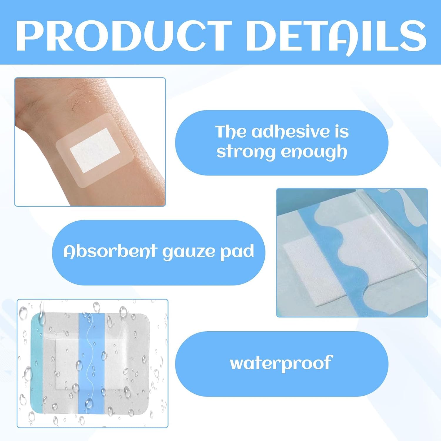 10pcs waterproof wound dressings adhesive 6x7cm clear adhesive dressings with cotton waterproof wound dressing with absorbent pad - الصورة 3