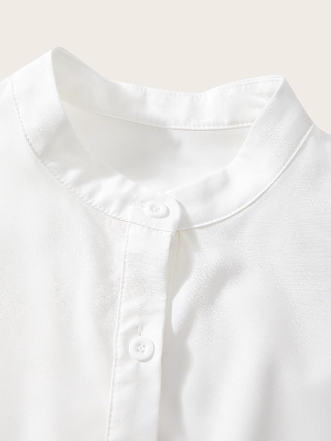 Women's Striped Button Down Shirts Summer Mock Neck Half Sleeve Dressy Blouses Business Casual Tops - Image 3