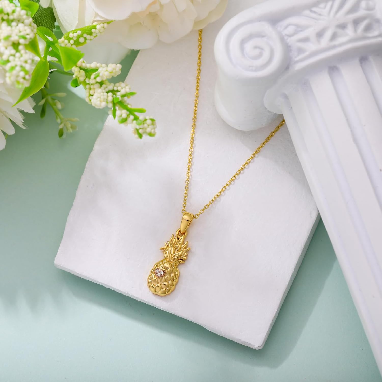 Diamond Pineapple Necklace for Women 925 Sterling Silver Pineapple Pendant Necklace Pineapple Jewelry Gifts for Mom Wife Girlfriend Daughter Pineapple Lover - Image 4