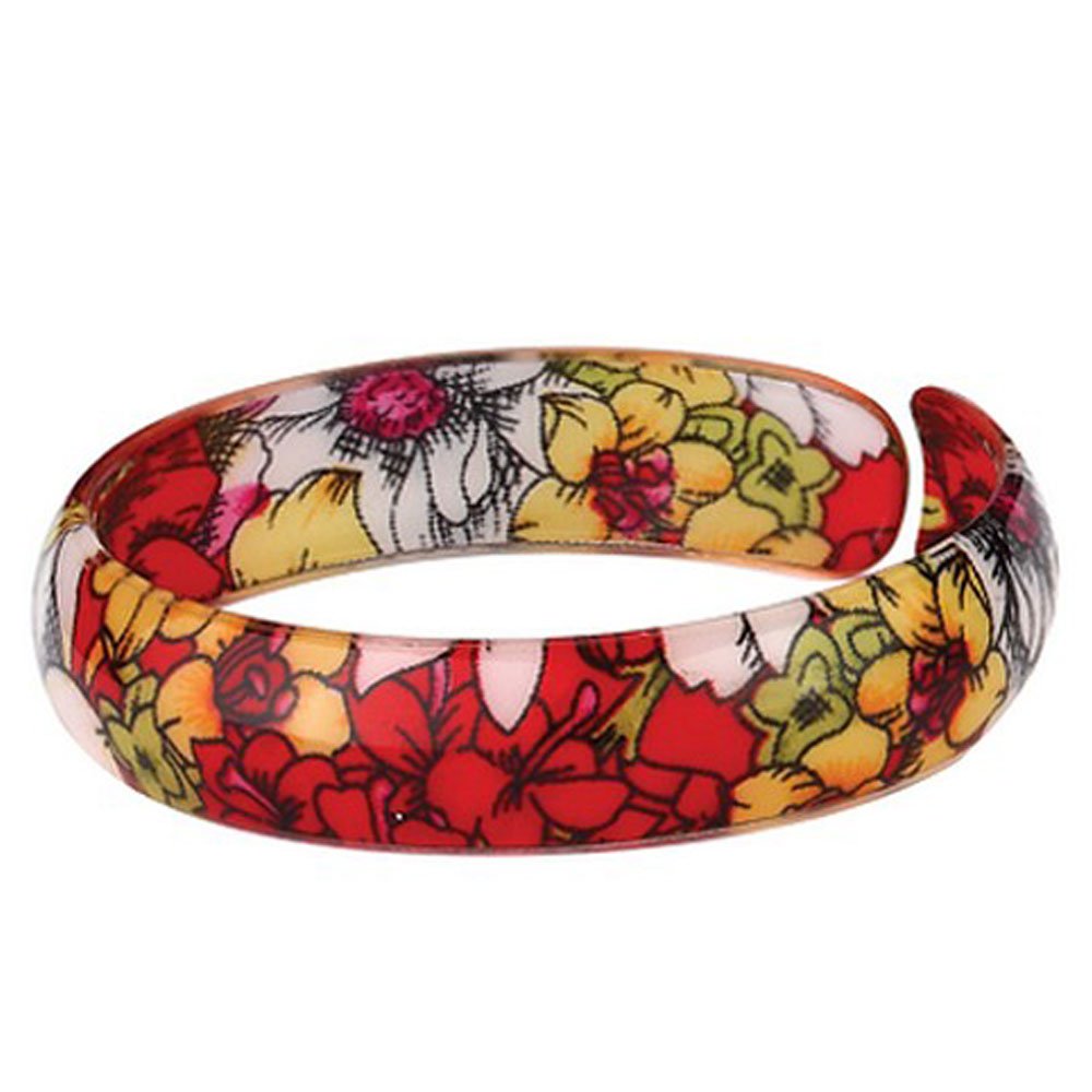 Amber ParadiseRed Floral Acrylic Bangle - Bracelet. Jewellery with a Pretty Floral Print
