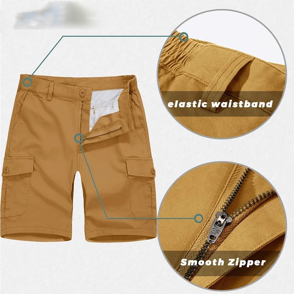 Summer Breathable Cotton Cargo Shorts Mens Casual Multi-Pockets Twill Work Shorts Hiking Tactical Short Pants for Man