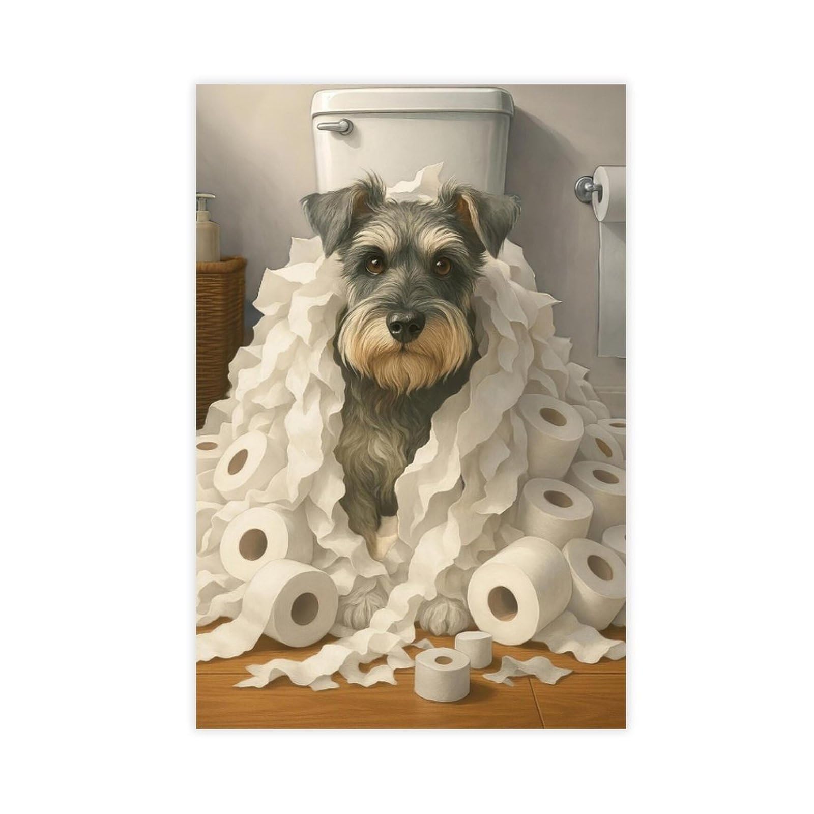 Nffbgfd Schnauzer Toilet Paper Wall Ar Canvas Poster Wall Art Print Picture Paintings 12X18inch(30X45cm)