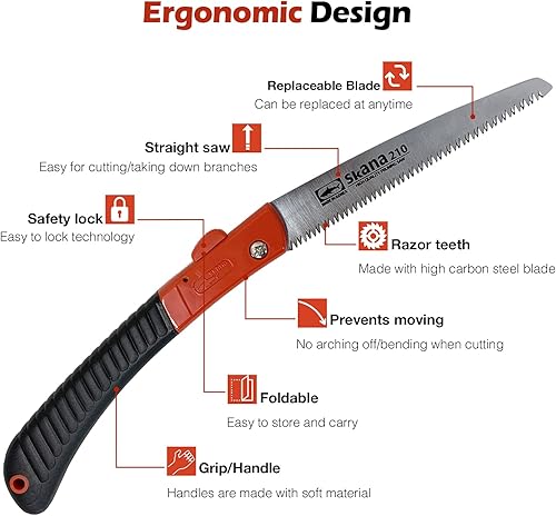 Miniatura 4 de CustomGrips CustomGrips SK-800 - Sierra plegable profesional de dientes medianos de 8.3 pulgadas + hoja es reemplazable