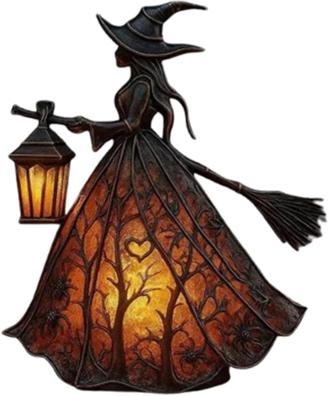 Halloween Witch Lamp, Gothic Style Spooky Home Decor, Glowing Witch Light for Haunted Parties, Office, or Porch, 7-inch, Unique Centerpiece for Spooky Vibes (2PCS)