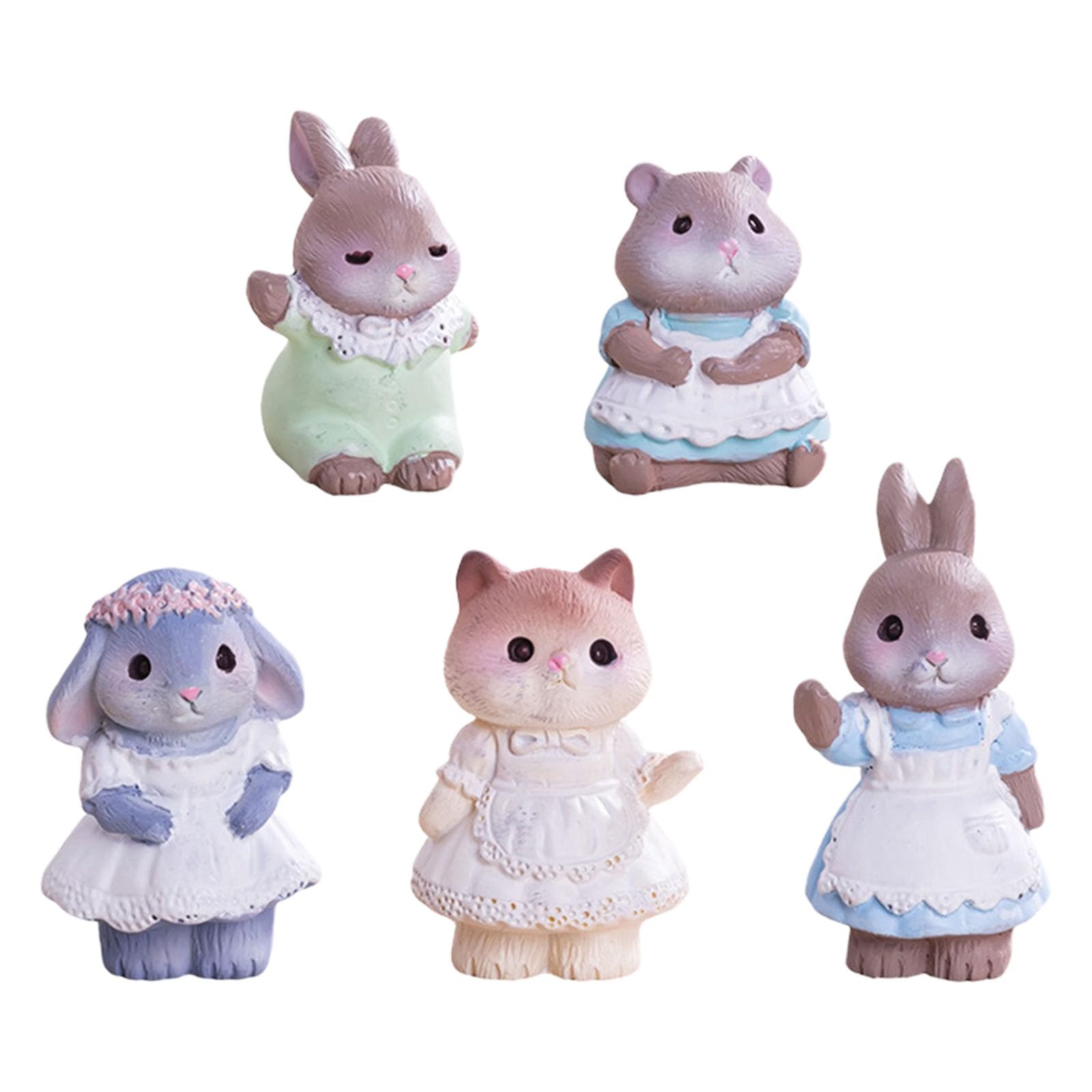 Piceioep Tiny Resin Bunnies Microlandscape Decor Fairy Garden Ornaments Little Small Rabbits Bunnies Figures