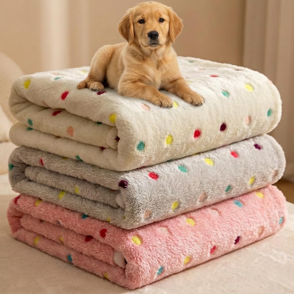 Dog Blankets for Medium Large Dogs Washable, 3 Pack Pet Blanket Washable 60" x 50", Fuzzy Soft Puppy Blanket Throw Cover for Kennel Crate Bed, Blanket for Dogs, Pet Blankets for Dog
