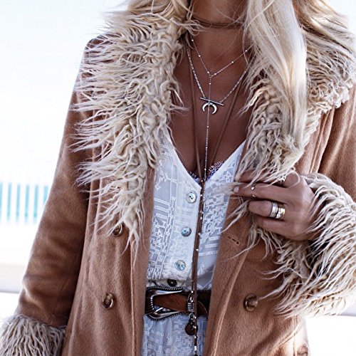 Kercisbeauty Boho Brown Wrap Velvet Choker Long Chain Tassels Necklace for Women (Brown)2