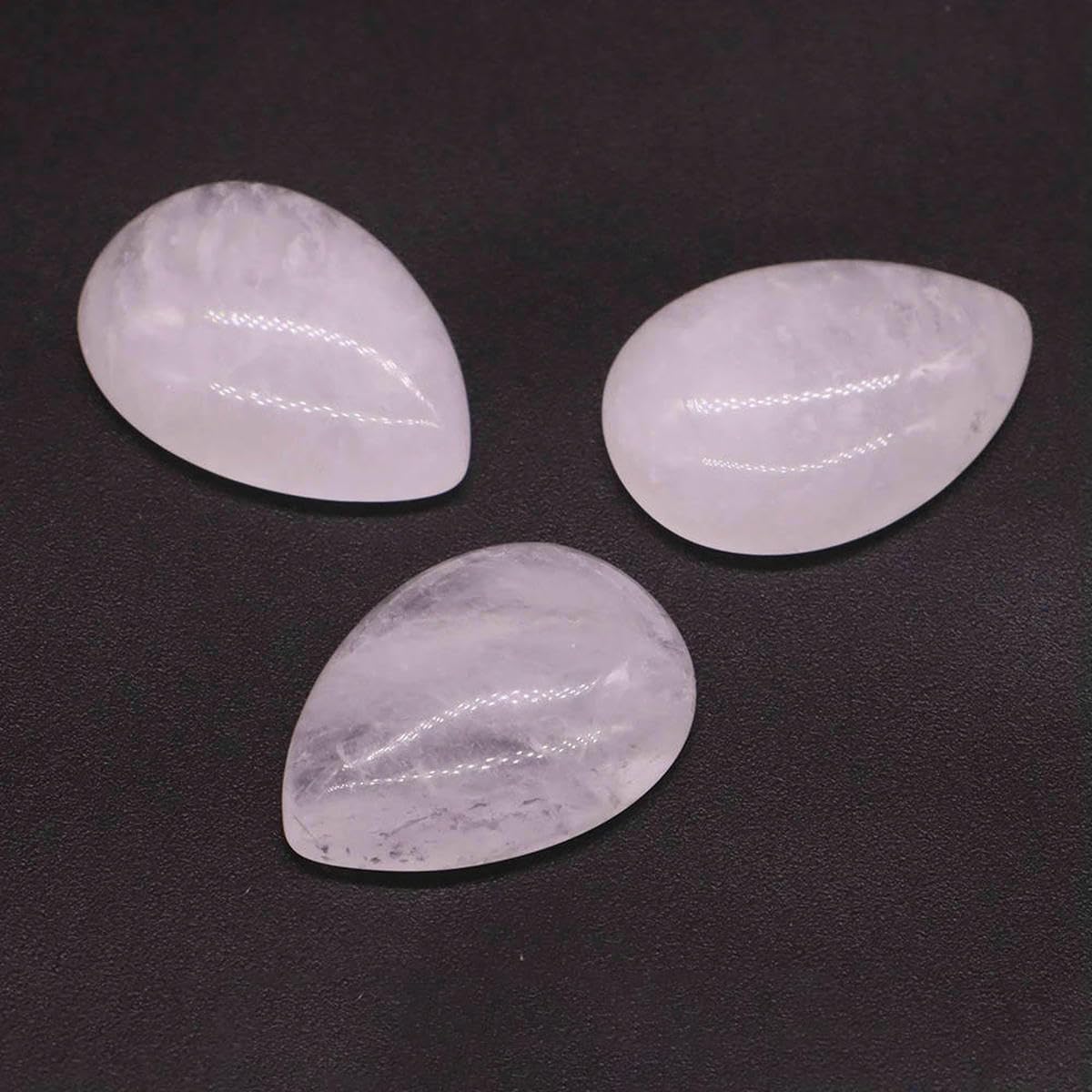 18 x 25 mm, Wassertropfenform, lose Perlen, natürlicher Kristallstein, flache Rückseite, Kamee-Abstandshalter für Schmuckherstellung, DIY-Anhänger, Halskette – klarer Quarz – 20 Stück