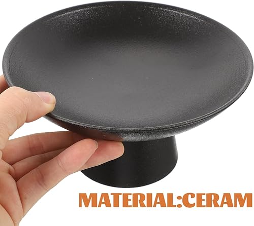 Miniatura 5 de Cabilock Frutero de cerámica con pedestal, bandeja para servir con pies altos, elegante soporte de exhibición negro para encimera de cocina,