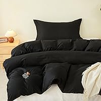 Vista 42 de SAPHREAS Juego de funda de edredón, 100% algodón extrasuave, tamaño individual, lavanda, 2 piezas, 1 funda de edredón de 68 x 90 pulgadas con Crema