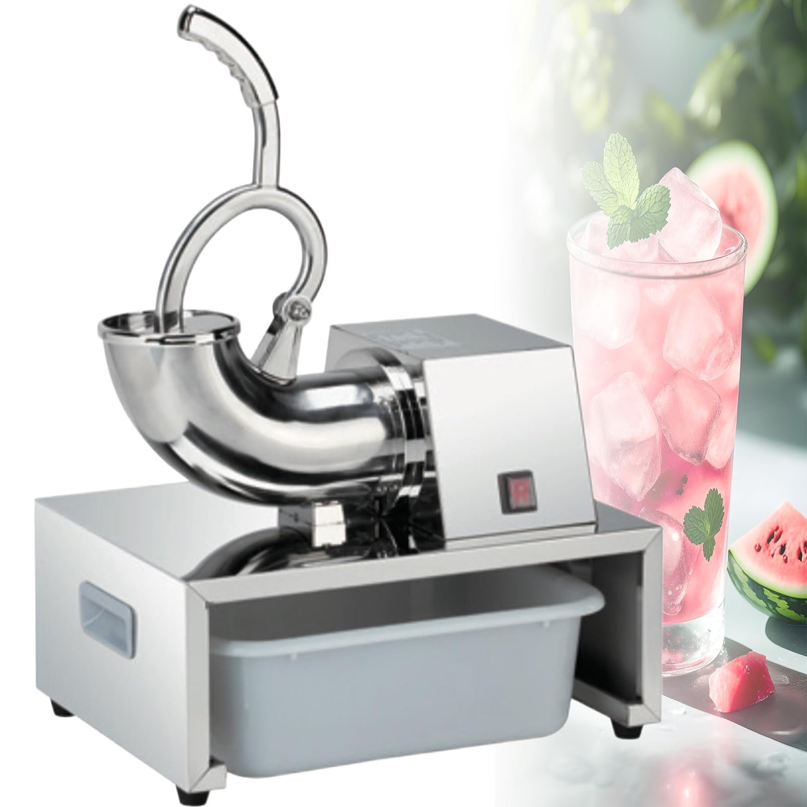 Sjyclaviger Stainless Steel Shaved Ice Machine, 250w Industrial Commercial Big Ice Shaving Machine, Machine 200kg/Hr For Snow Cones For Home Party A