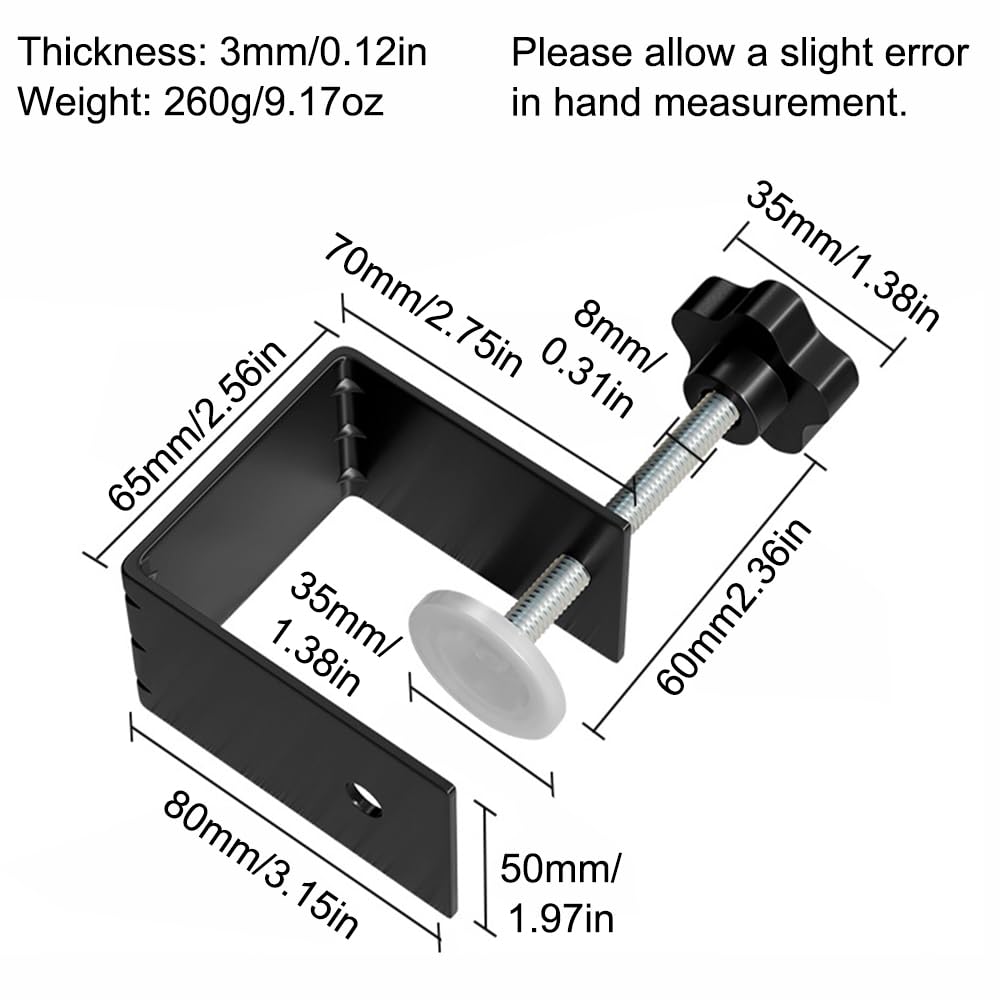 SEIWEI Heavy Duty C-Clamp Adjustable Metal C-Clamp Right Angle Clamps Universal Bracket for Woodworkers, Desks, Door Installation Tools and Cabinet Tools(Black, 2 PCS)