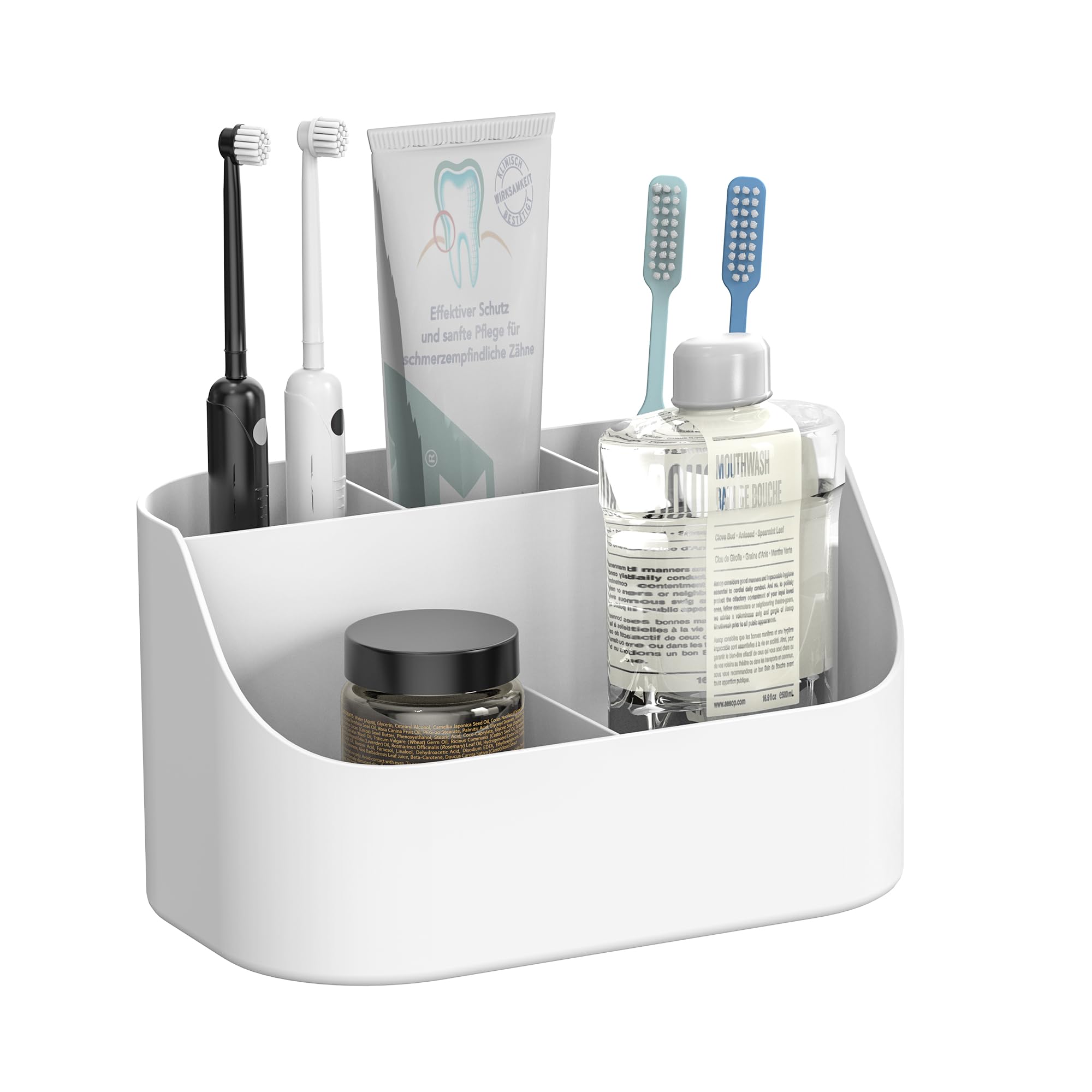 Oasiteege Countertop Toothbrush Holders for Bathrooms Plastic Toothpaste and Electric Tooth Brush Holder Storage Caddy Stand for Shower