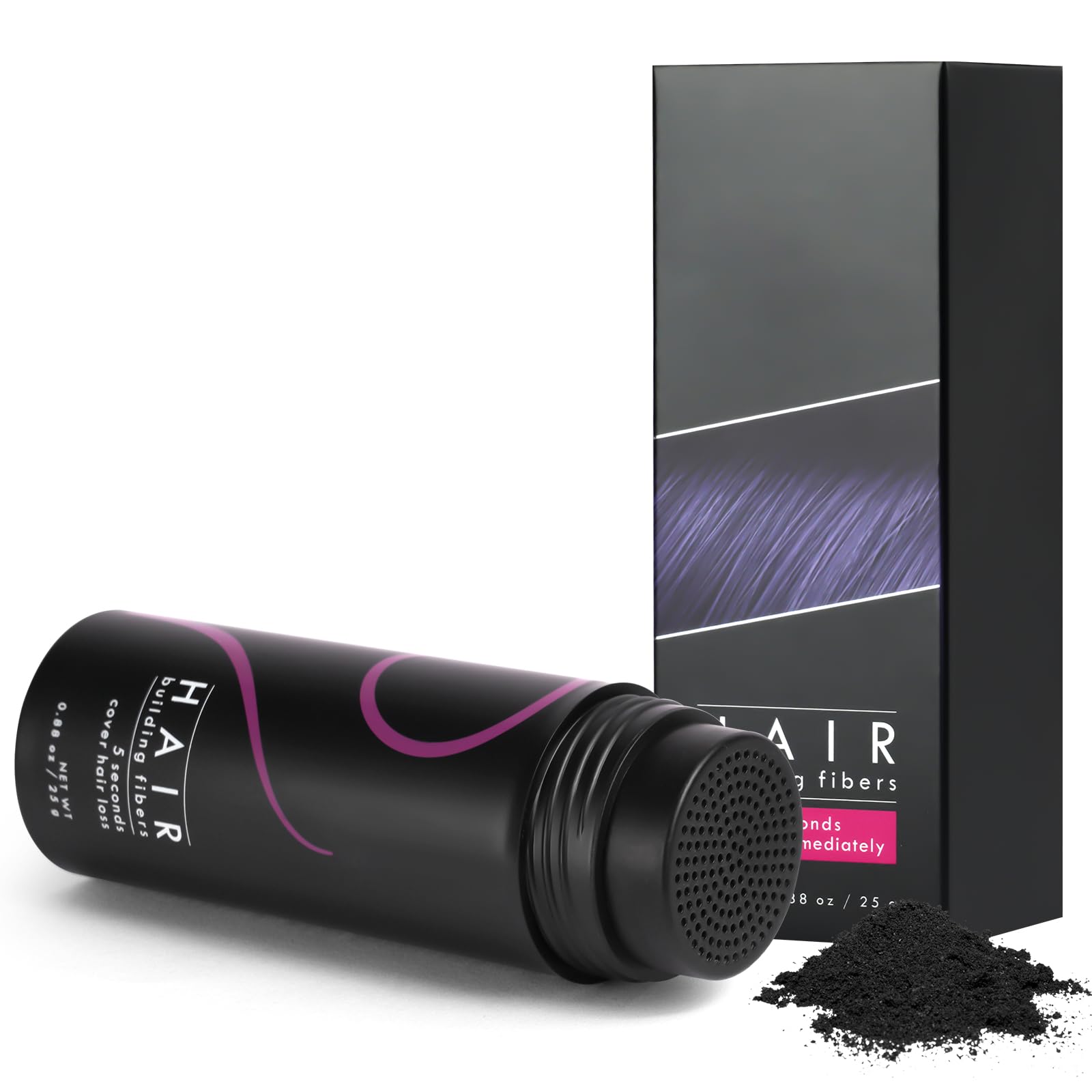 Streuhaar zur Haarverdichtung, 25g Haarpuder Vollem Haar in Sekunden Männer und Frauen, Natürlich Unsichtbar Ansatzpuder, Haarausfall und Lichtem Haar Powder(Schwarz)