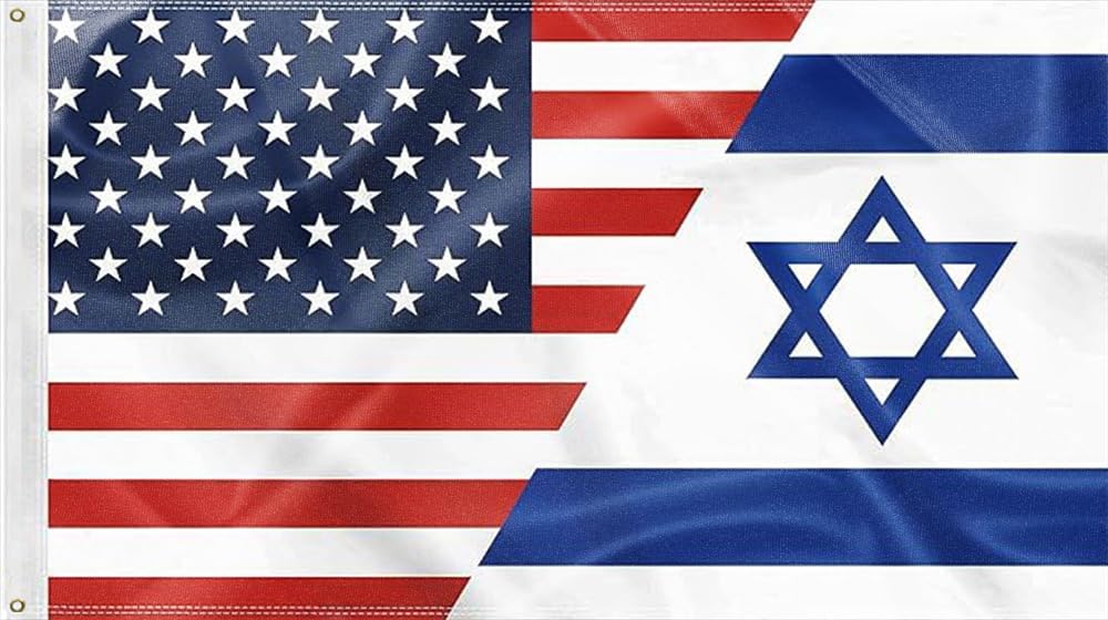 America Israeli Flag 6x10FT Strong Polyester USA Israel Flag For Indoor & Outdoor Decorations Double-Stitched Edges and 2 Rust Proof Brass Grommets (6x10FT)