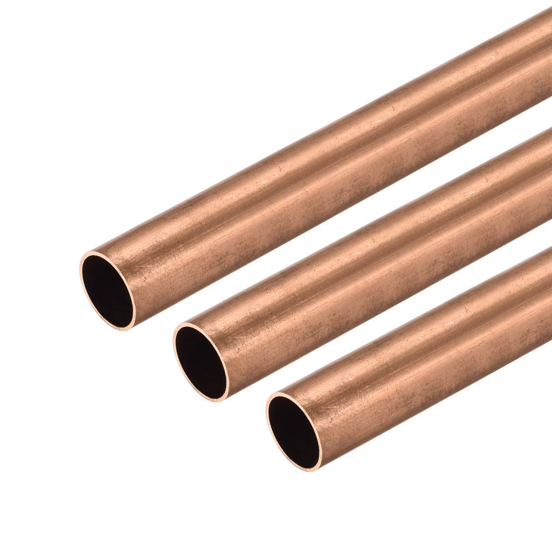 uxcell Copper Round Tube, 10mm OD 0.5mm Wall Thickness 300mm Long Straight Pipe Tubing 3 Pcs