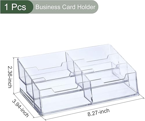 Miniatura 2 de YOKIVE Tarjeteros acrílicos para tarjetas de visita, 6 ranuras, organizador de tarjetas, ideal para oficina, escritorio (transparente, 8.3 x 3.9