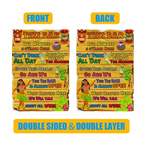 Tiki Bar Sign For Decorations Outdoor, Luau Party Garden Flag Hawaiian Tropical Banner For Outside Hanging Decor 12X18Inch Double Sided Burlap #TOP3