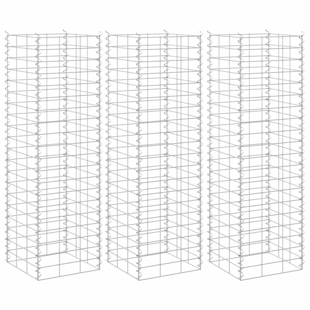 vidaXL 3X Arriate de Gaviones Jardinera Macetero Cesta Pared Alambre Maceta Flores Plantas Jardín Patio Terraza Estable Hierro 30x30x100 cm