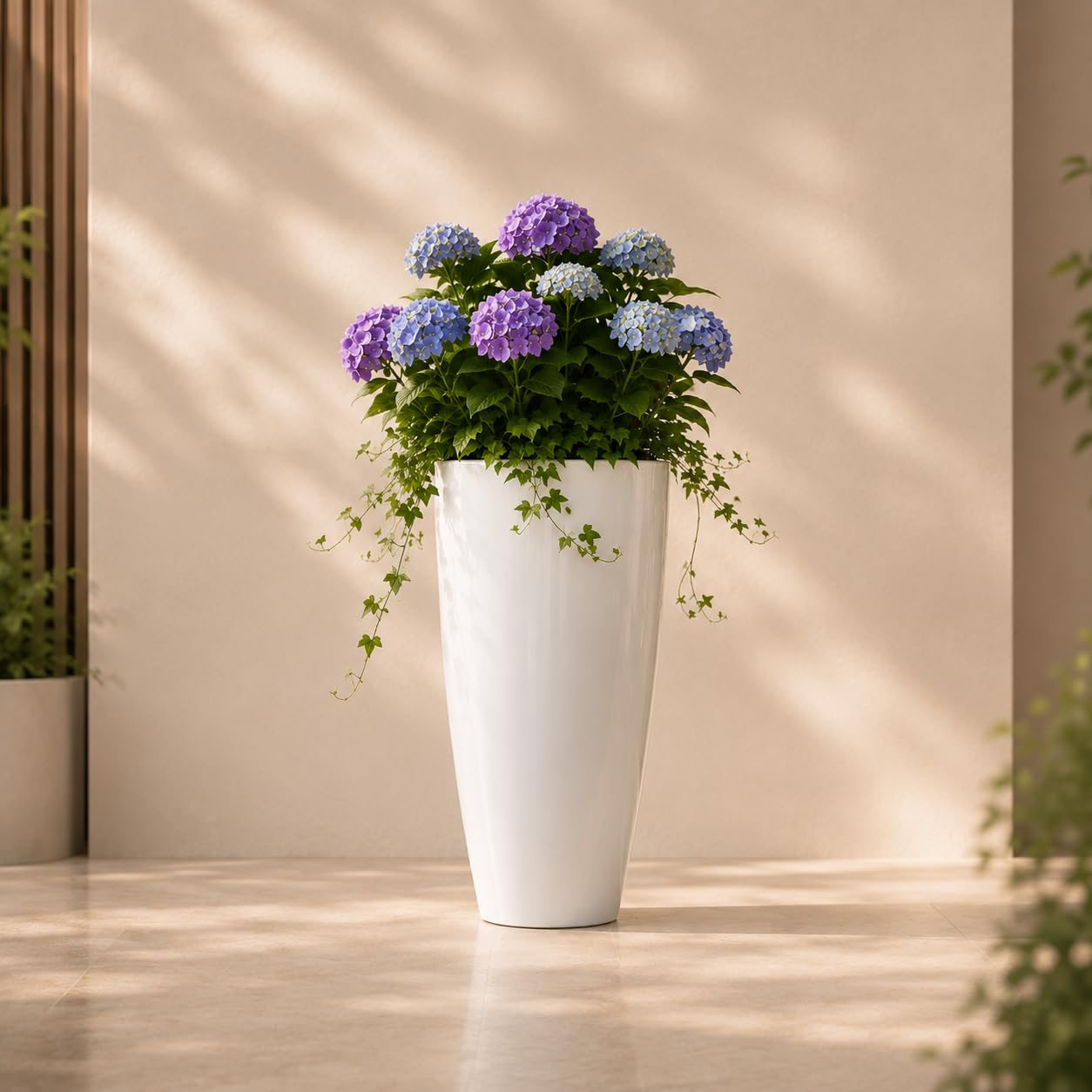 Ocean Mart Plastic Tower Pot Plant 14 Inch | Large Flower Pot for Indoor & Outdoor Plants | Decorative Garden Planter | Lightweight & Durable | Pack of 1