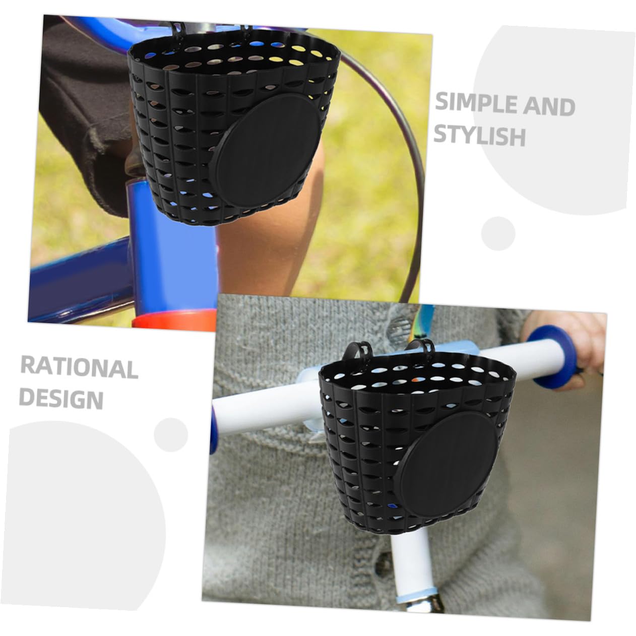 PRETYZOOM Cesta de Bicicleta Desmontable para Niños con Correa, Fácil Instalación, Material Plástico Negro, Accesorio Adecuado para Bicicletas Infantiles