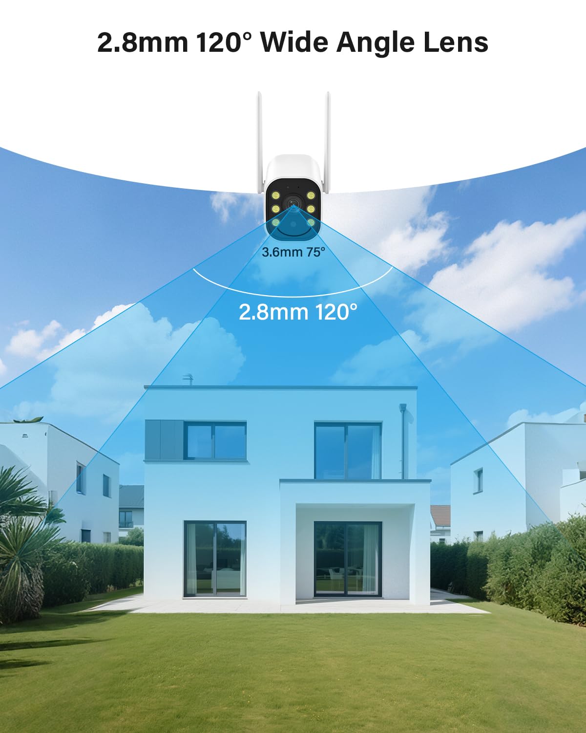 Jennov 5MP Zestaw Kamer Bezpieczeństwa Zewnętrznych, 10-kanałowy WiFi NVR z 4 kamerami WiFi 120° Szeroki Kąt, Nagrywanie 24/7, Detekcja Człowieka, Dwukierunkowe Audio, Kolorowe Nocne Widzenie, 1TB
