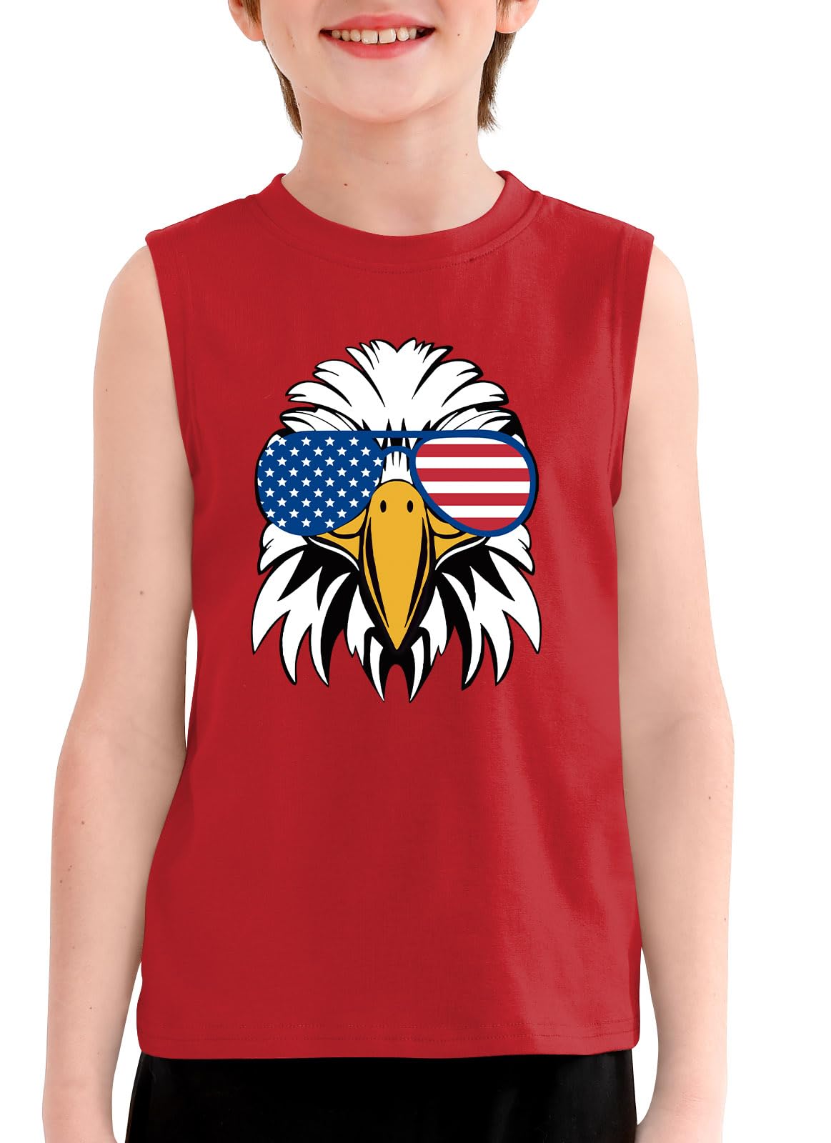 Boys 4th of July Patriotic Sleeveless Tee American Flag Tank Top 6-14 Years