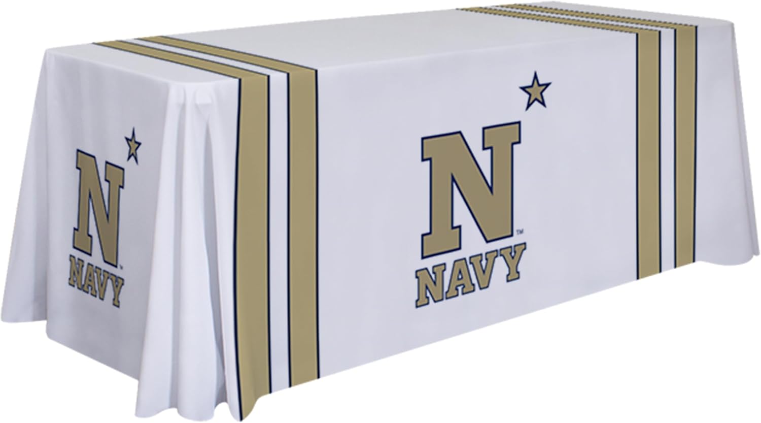 Navy Midshipmen College Sports Printed Table Throw - NCAA Licensed - Polyester - School Tablecloth (6' Draped) (Gold, Navy Blue)
