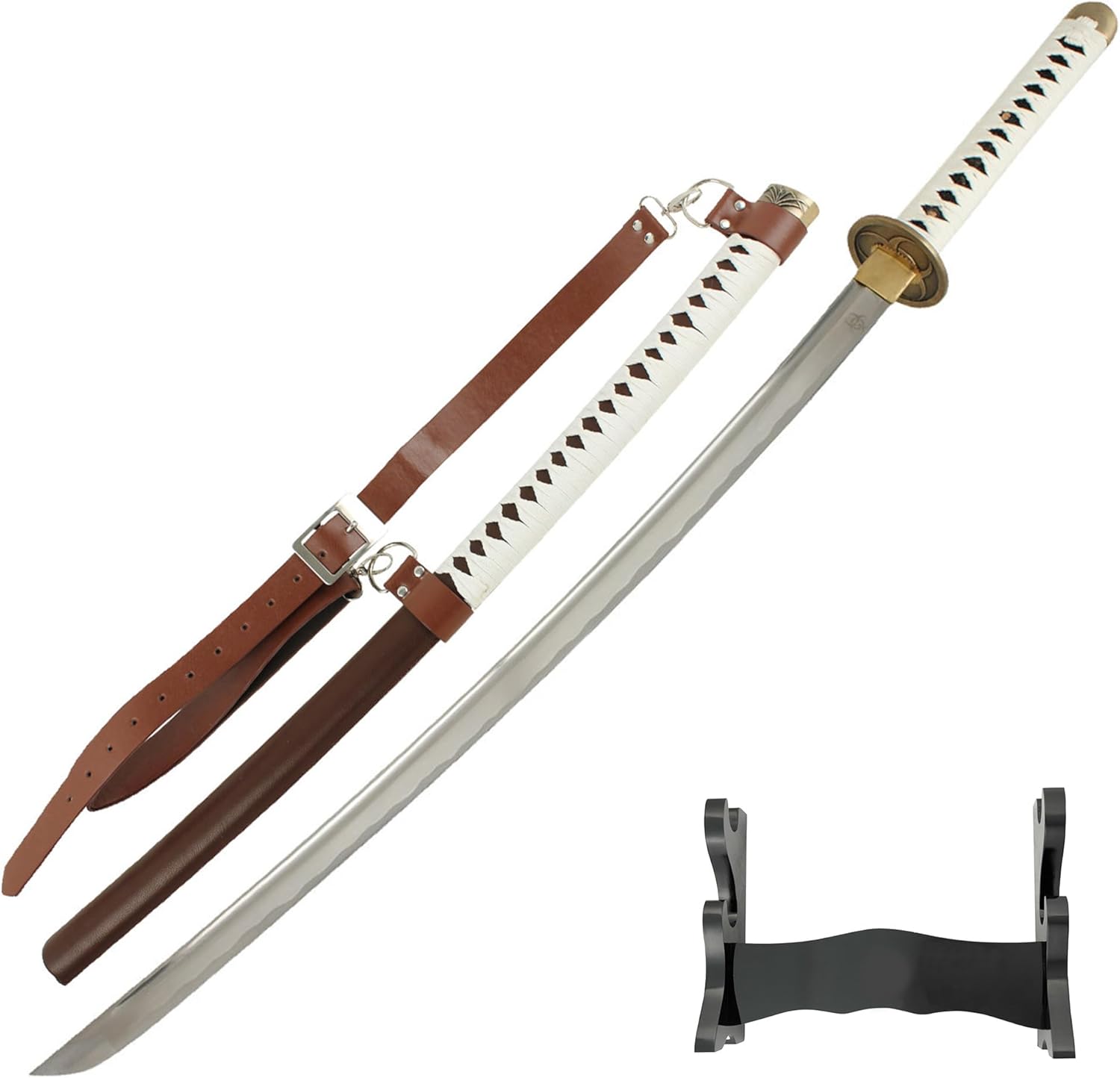 Armory Replicas™ Japanese Hand Forged 1045 High Carbon Steel Katana Sword – Battle-Ready Blade with Leather Scabbard, Bio-Hazard Tsuba, & Display Stand | Limited Edition