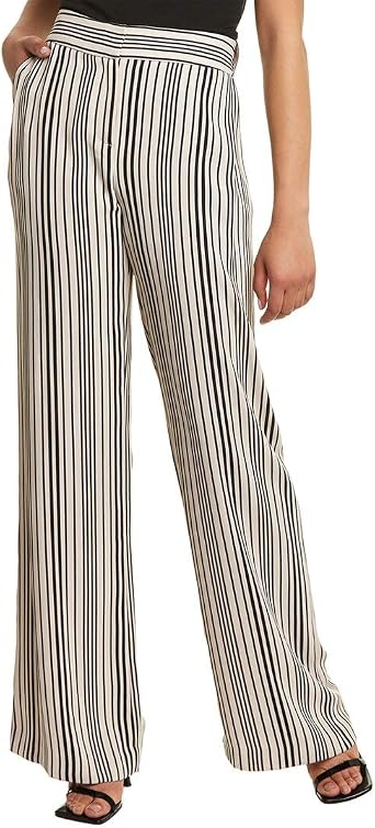 HALSTON Women's Striped Wide Leg Pant 