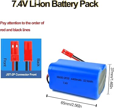 7.4V 4400mAh Li-ion Battery Pack RC Replacement Rechargeable Battery Pack Built-in 18650 * 4 Cell for Airplane DIY,Fishing Lights,Doorbell,Handheld Fan,Radio,Speakers,etc.