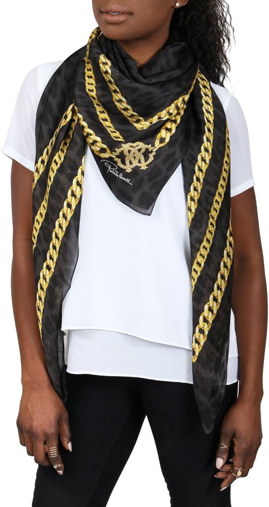Roberto Cavalli Women Silk Scarf Shawl Made in Italy Sciarpa Foulard