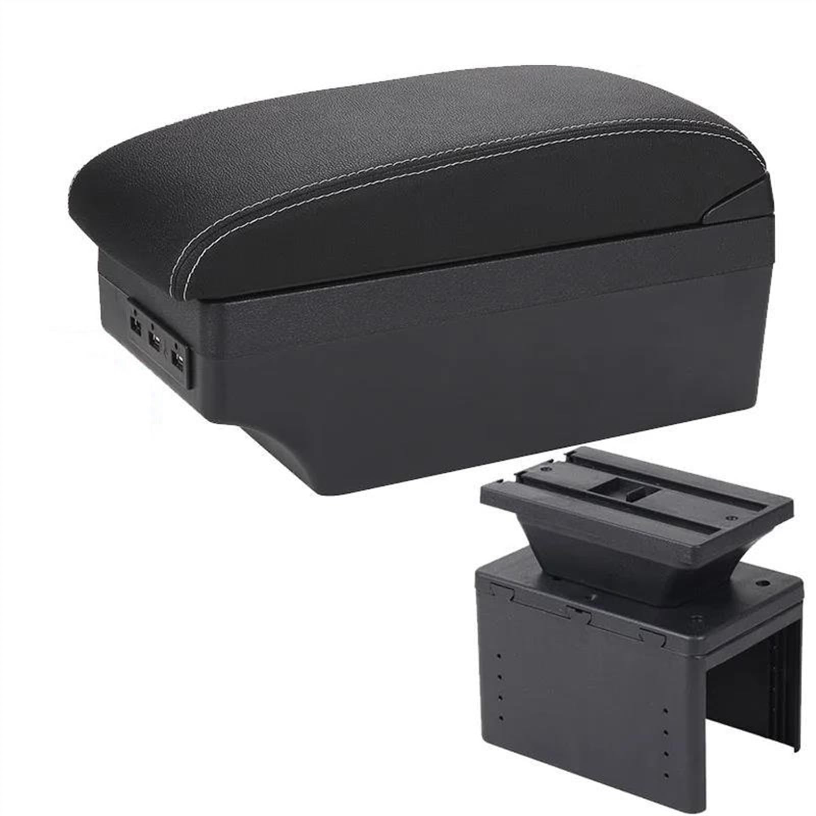NOHEEU Car Armrest Interior Parts Center Console Box Storage Accessories For Hyundai I20 2021 2022(A3 Black white 7USB)