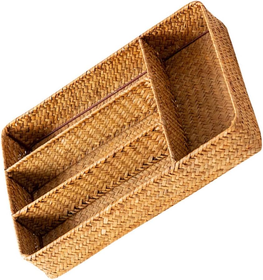 Zerodeko Rattan Flatware Tray Kitchen Utensil Drawer