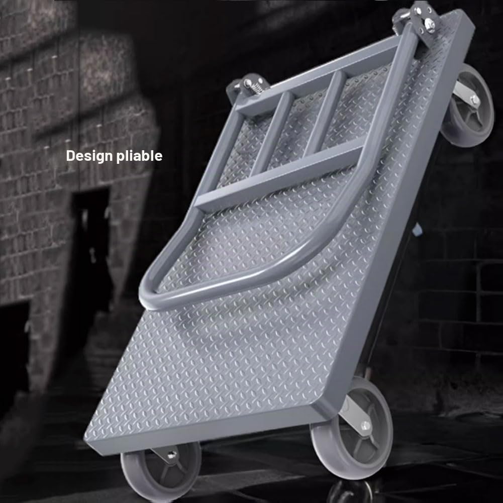 Chariot à Plateforme de Transport Pliable 500 kg ，Grandes Roues Heavy Duty- Chariot de Magasin manutention Stockage Pneus en Caoutchouc Plein roulettes silencieuses (90 x 60 cm)