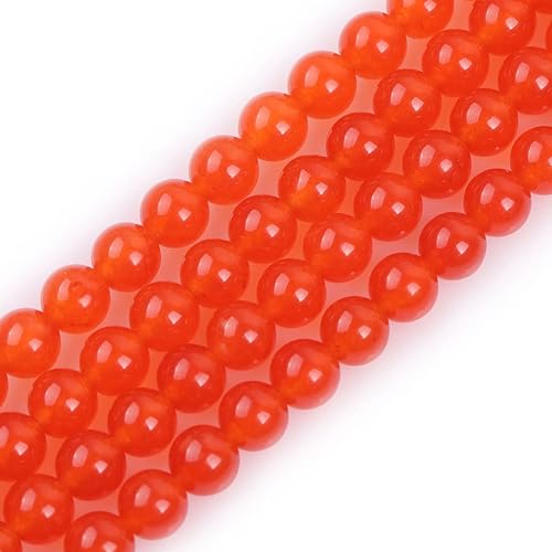 JOE FOREMAN Cuentas redondas de piedra natural de jade naranja de 0.236 pulgadas para hacer joyas, cuentas de 15 pulgadas, piedras semipreciosas,