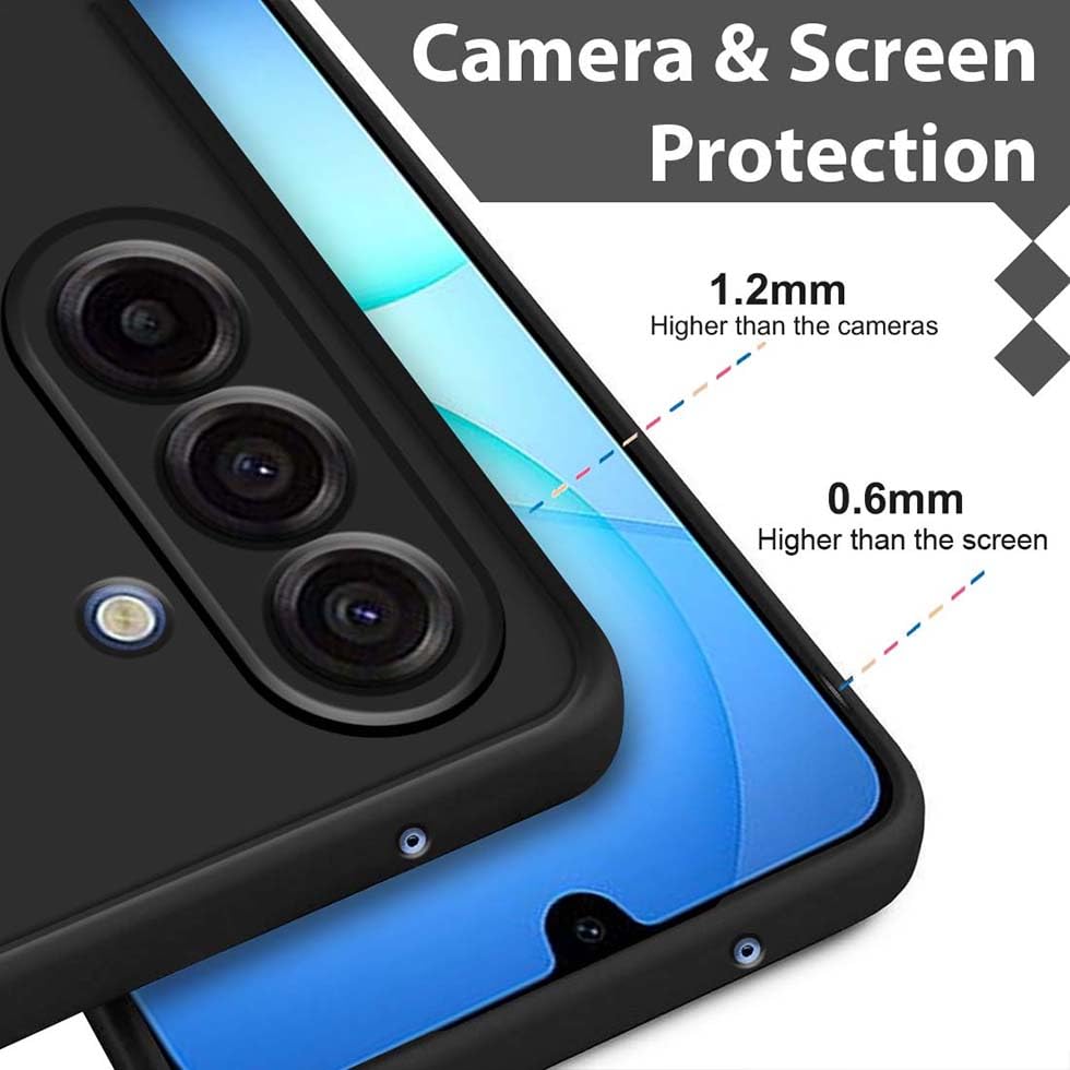 Image of Fashionury Liquid Silicon Back Cover for Samsung Galaxy M17 5G / Samsung Galaxy A17 5G / Samsung Galaxy F17 5G | Camera Protection | Inner Velvet Fabric | Anti-Fingerprint | Ultra Slim Case (Black)