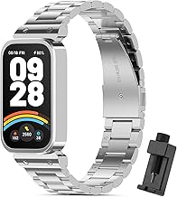 Xisair Strap Compatible with Xiaomi Band 9 Active and Redmi Smart Band 3, Metal Strap Miband 9 Active Stainless Steel Bracelet Accessories for Xiaomi Redmi Band 3 & Xiaomi Band 9 Active Watches