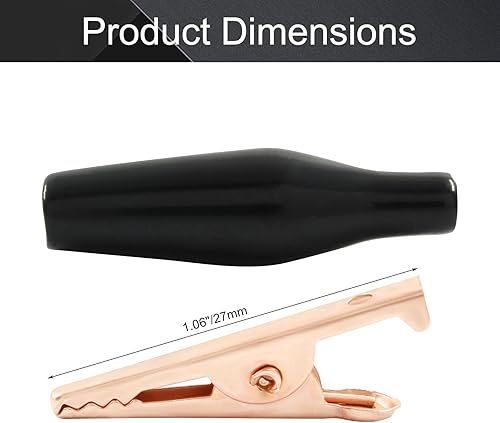 Miniatura 2 de 20 clips de cocodrilo aislados, abrazaderas de cocodrilo resistentes, clips de cocodrilo de metal de cobre 20A, pruebas eléctricas, conexión de