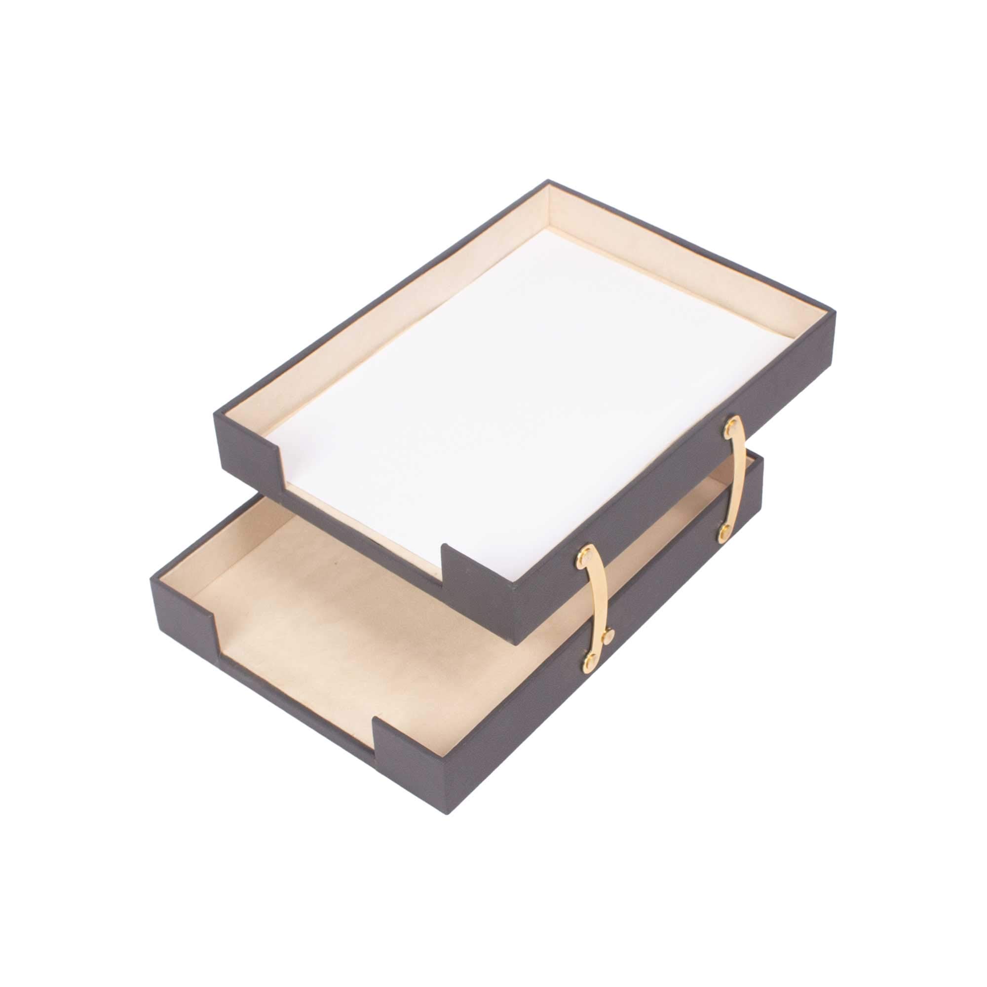 Leather Document Tray Double-Desk Organizer-Office Accessories-Desk Accessories-Office Supplies-Office Organizer - Office Gifts (Gray)