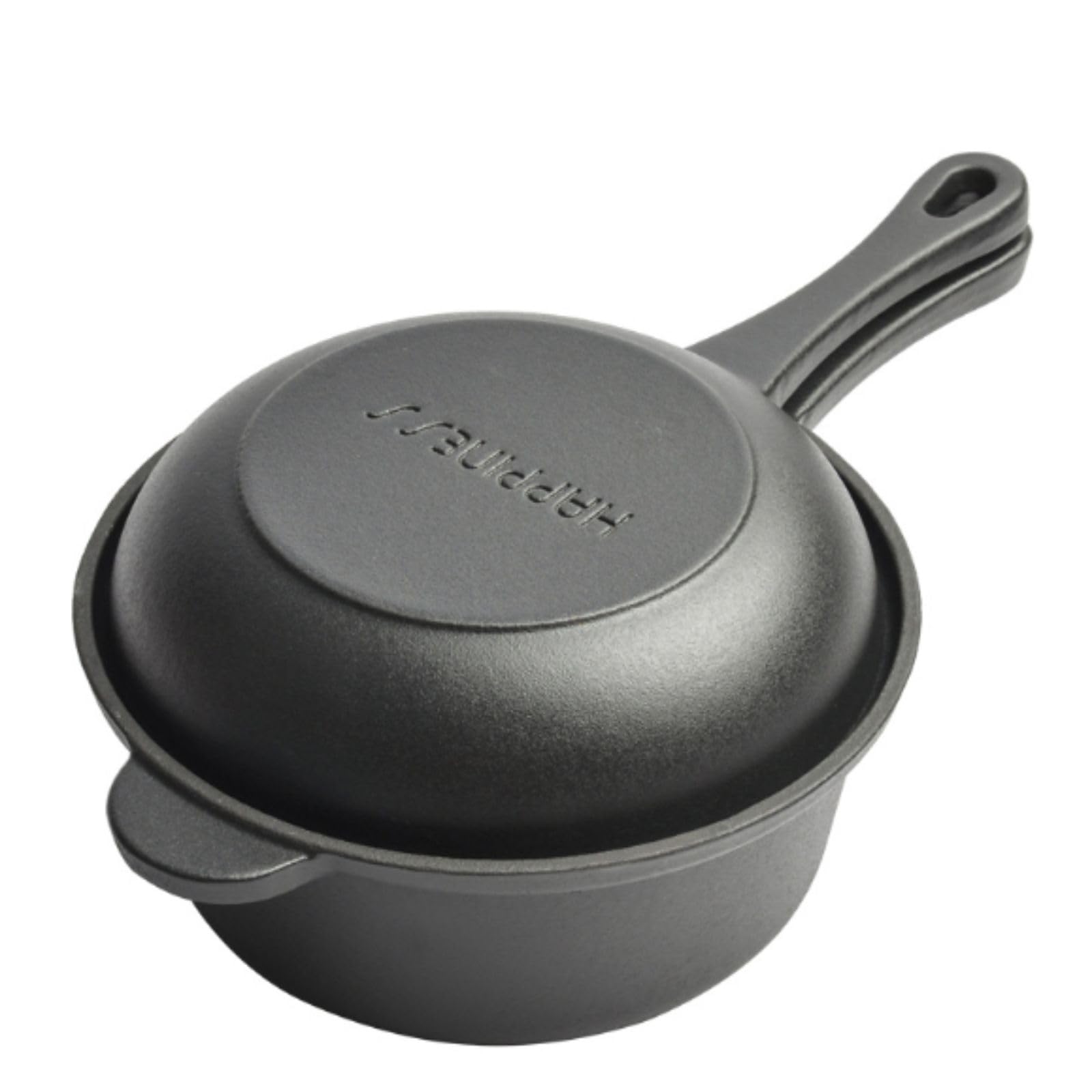 Casserole en fonte de 1,5 l avec poêle à frire 16,5 cm pour batterie de cuisine en fonte
