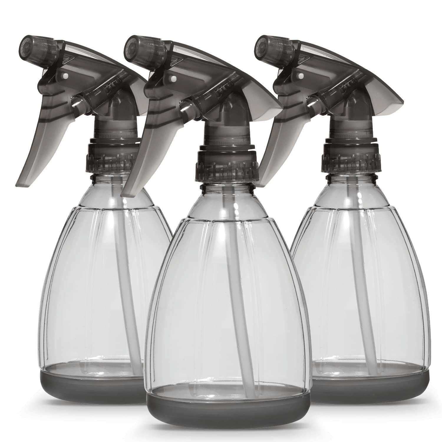 Bar5F Plastic Spray Bottle, 12 oz | Leak Proof, Empty, Trigger Handle, Adjustable Fine to Stream Output, Refillable, Heavy Duty Sprayer for Hair Salons & Spas, Household Cleaners, Cooking | Smoke Grey