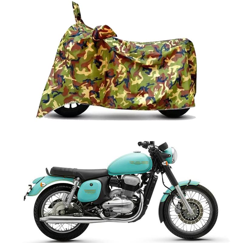 Image of Waterproof 100% PVC Coated Full Bike Scooty Two Wheeler Body Cover Compatible for Jawa Forty Two /UV-Rays /Heat Protection /Birds Dropping /Scratchproof /Dust Proof s[6X6 Jungle Print]