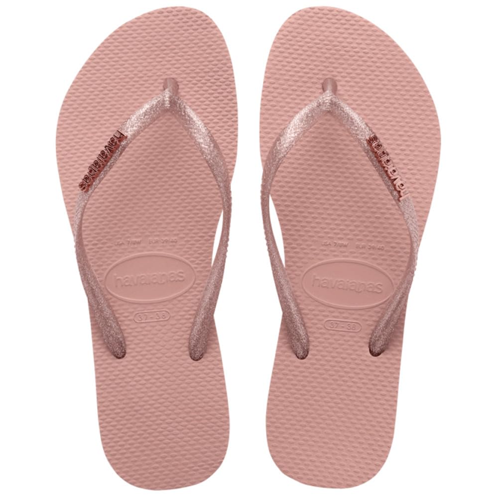 Havaianas Slim Logo Metallic Women FlipFlop Crocus Rose/Apricot Red 3.5/4 UK