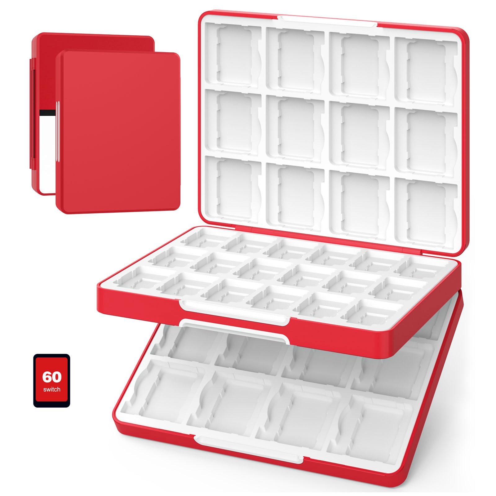 MoKo 60 Slots Spiel Aufbewahrungsbox für Nintendo Switch/Switch OLED/3DS/2DS Game Card, Switch Spiele Aufbewahrung mit 60 Switch Game Card Slots & 24 3DS Card Slots & 36 SD Card Slots