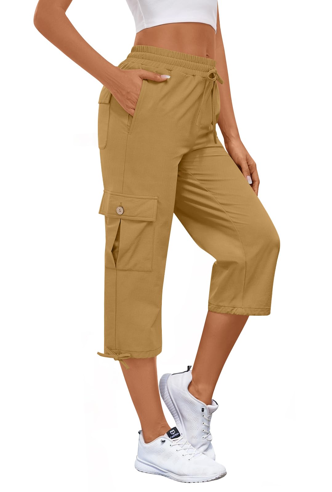 Bestbee Cargo Capris Hiking Pants for Women, Lightweight Quick Dry Outdoor Athletic Travel Casual Trousers with 6 Pockets